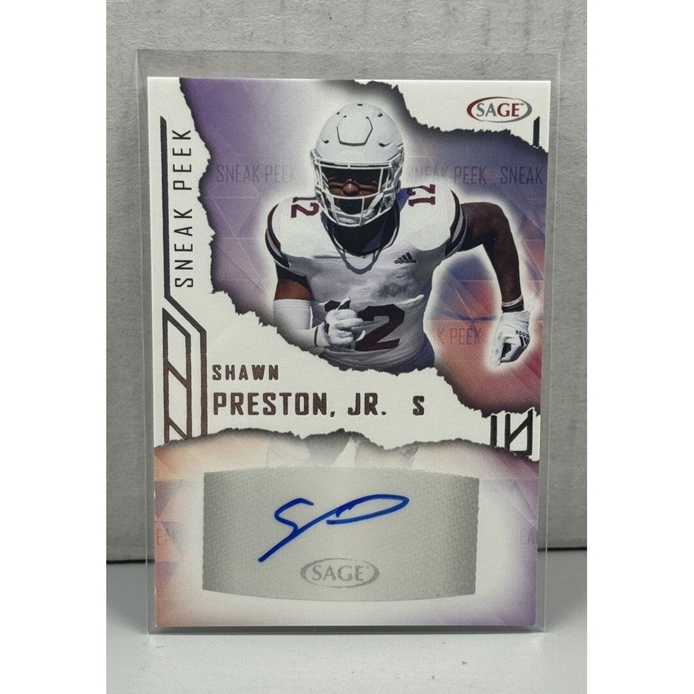 Shawn Preston Jr. auto rookie card NFL 2023 SAGE SNEAK PEEK AUTOGRAPH #SPA-SP